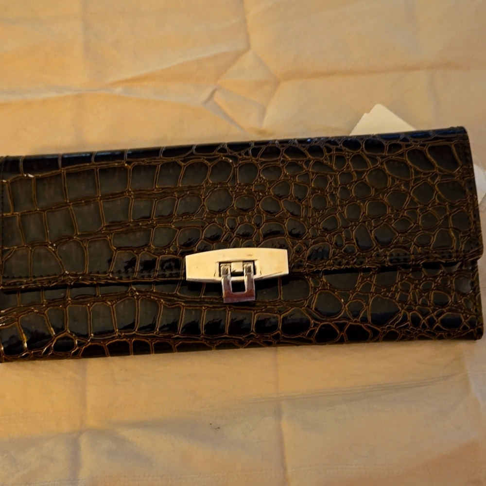 NWT faux crocodile clutch